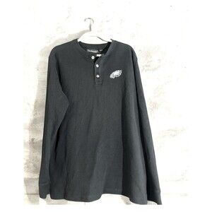 Philadelphia EAGLES Henley 2XL Shirt Mens Gray Textured Thermal Long Sleeve NFL